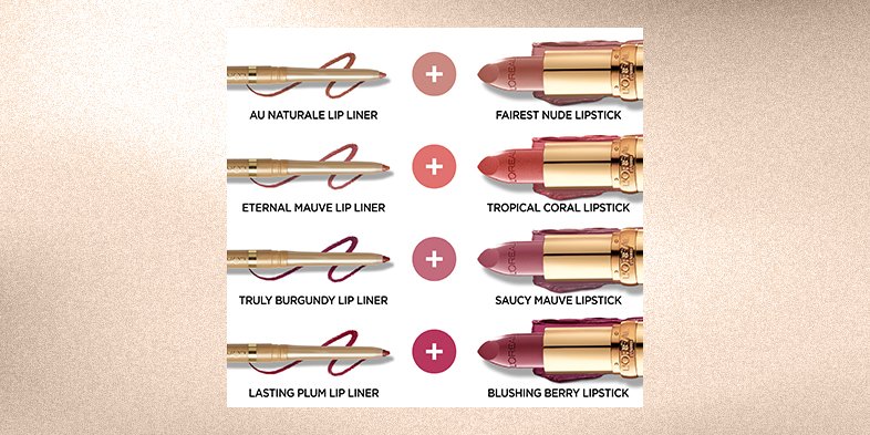 Different types of lipstick shades with L’Oréal Paris Colour Riche Satin Lipstick applied.